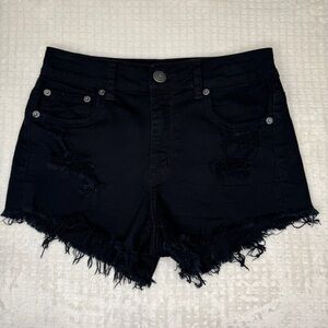 Final Sale! American Eagle HI‎ RISE Black Denim shorts Jean Booty short Sz 4